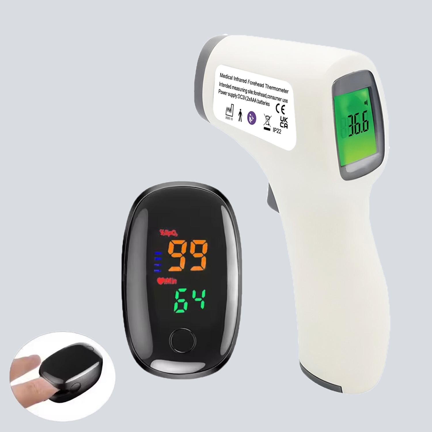 Pulse Oximeter - Draagbare medische thermometer- en oximeterset |