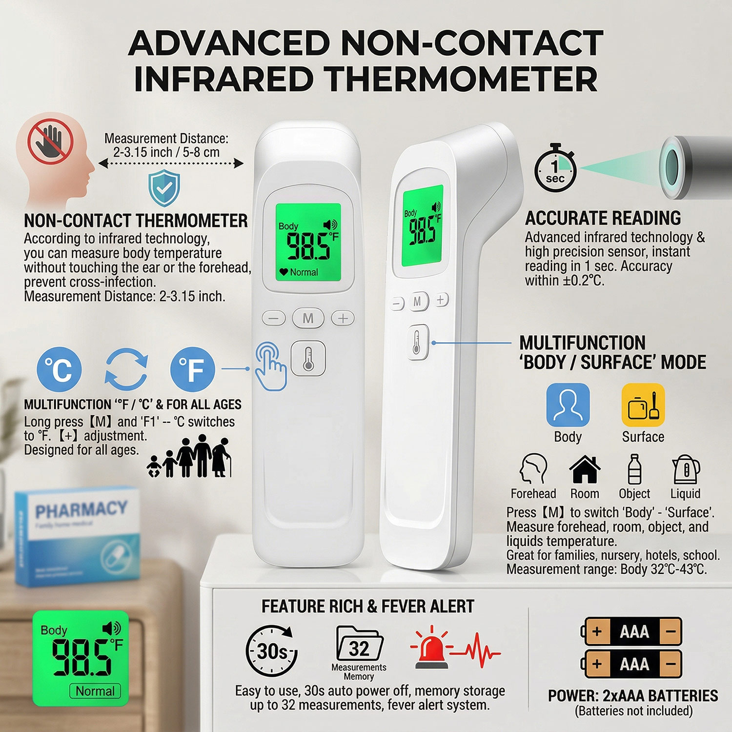 Digitale voorhoofdthermometer  - Pulse Oximeter recensie en prijs