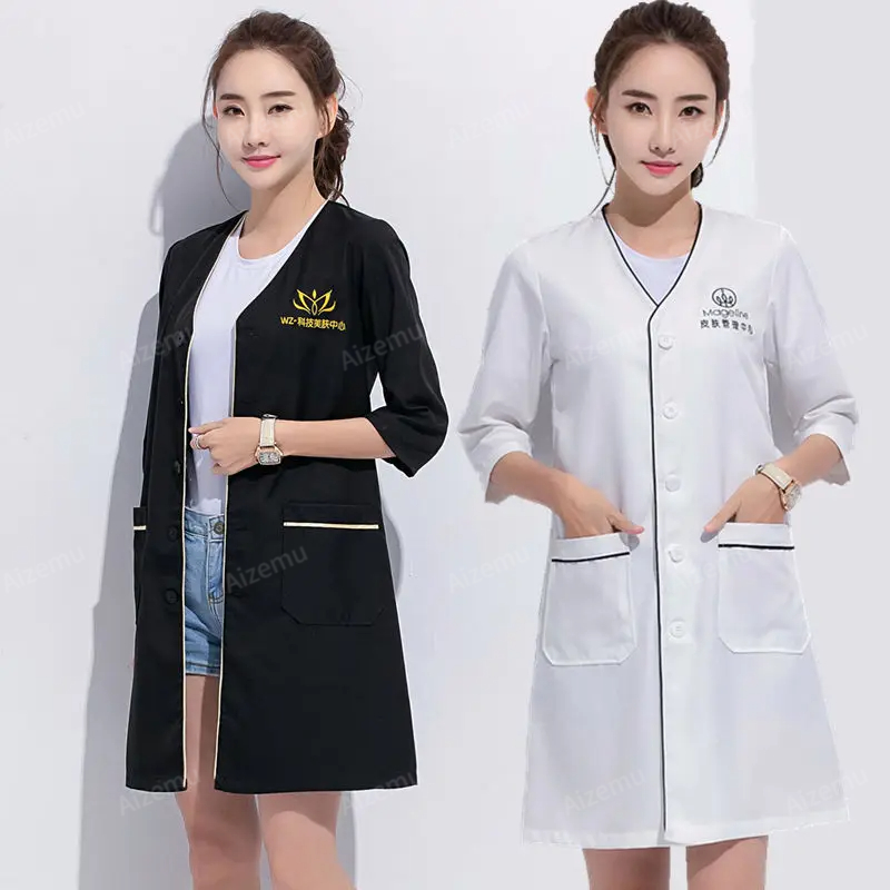 Zwart kort schoonheidsuniform  - Medical Lab Logo recensie en prijs